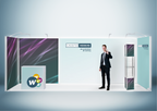 Messewand Stecksystem Bremen 616 x 204 cm | werkzeugfrei, LED Spots & Hinterleuchtung für Messeauftritt