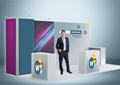 Messewand Stecksystem Augsburg 622 x 300 cm | modular, werkzeugfrei, LED Spots & Hinterleuchtung für Messen
