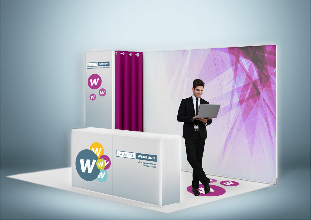 Messestand System Nürnberg 420 x 300 cm | hinterbeleuchtet, werkzeugfrei | für Messen jeder Größe