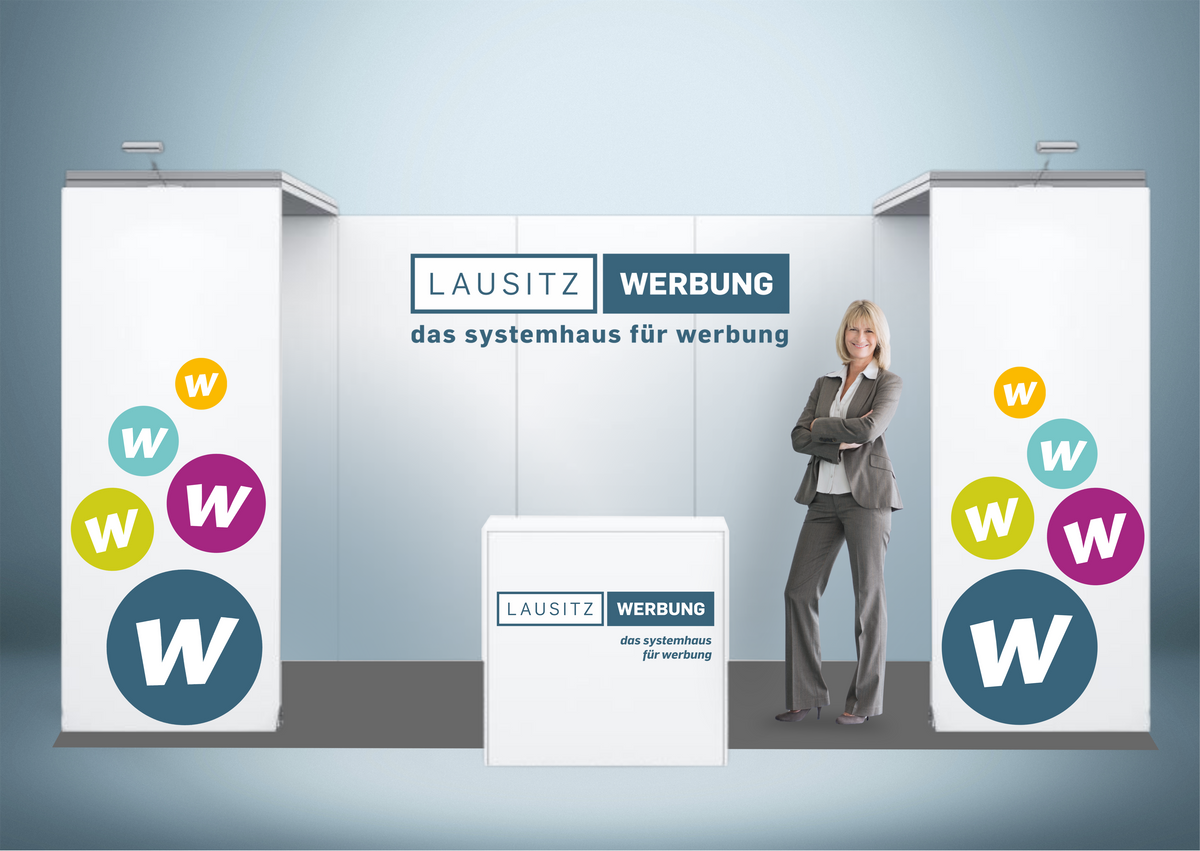 Messestand System Berlin 506 x 300 cm | werkzeugfrei, LED Spots & Hinterleuchtung, ideal für Messeauftritt