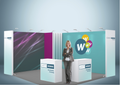 Messewand Stecksystem Aachen 518 x 426 cm | werkzeugfrei, LED Spots & Hinterleuchtung| perfekt für Messeauftritt