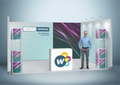 Messewand Stecksystem Heilbronn 518 x 426 cm | werkzeugfrei, LED Spots & Hinterleuchtung für professionelle Messeauftritt