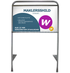 Maklerschild XL aus verzinktem Stahlrohr | inkl. 3 mm Aluminiumverbundplatte mit UV-beständigem Druck