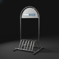 Kundenstopper mit Fahrradabstellplatz und Logo-Schild – in Silber oder Weiß, inkl. Druck