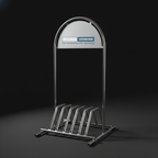 Kundenstopper mit Fahrradabstellplatz und Logo-Schild – in Silber oder Weiß, inkl. Druck