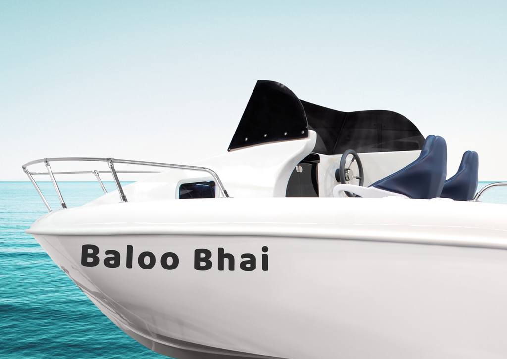 Bootsbeschriftung 10 cm hoch| für Festboote: Segelboot, Katamaran, Jacht, Sportboot | personalisierte Aufkleber + Gratis Symbole | ein Produkt - beide Seiten des Bootes  (2 Schriftzüge) - Bild 6