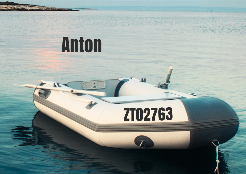 Bootskennzeichen 8 cm hoch| für Schlauchboot und Angelboot| personalisierte Bootsbeschriftung + Gratis Symbole | ein Produkt - beide Seiten des Bootes  (2 Schriftzüge) - Bild 3