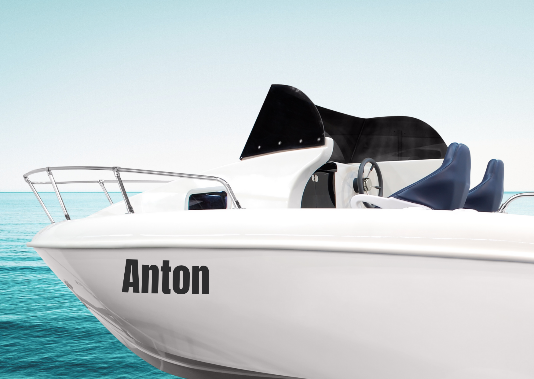Bootsbeschriftung 10 cm hoch| für Festboote: Segelboot, Katamaran, Jacht, Sportboot | personalisierte Aufkleber + Gratis Symbole | ein Produkt - beide Seiten des Bootes  (2 Schriftzüge) - Bild 8