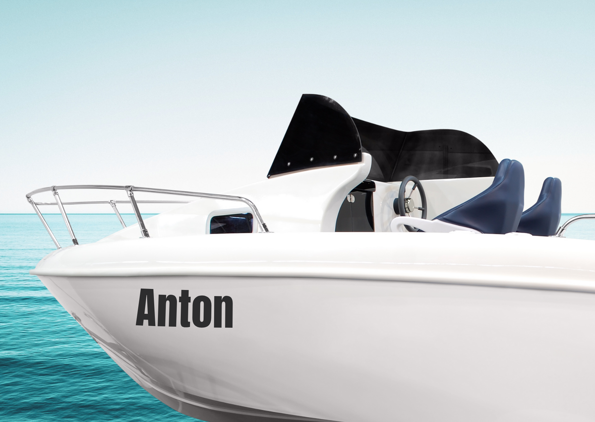 Bootsbeschriftung 25 cm hoch| für Festboote: Segelboot, Katamaran, Jacht, Sportboot | personalisierte Aufkleber + Gratis Symbole | ein Produkt - beide Seiten des Bootes (2 Schriftzüge) - Bild 8