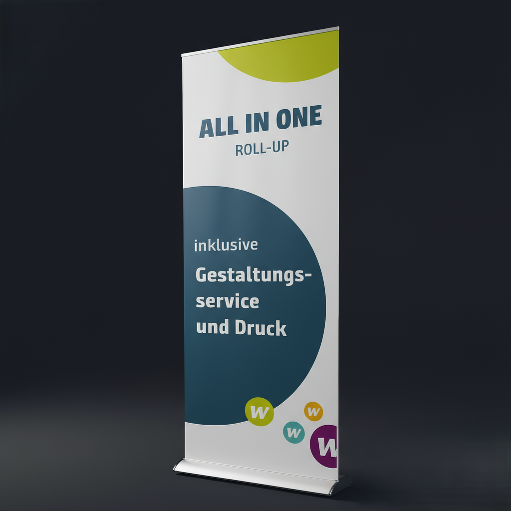 Premium Roll-up Aluminium, inkl. Druck | 85/100 cm breit, bis 220 cm Bannerhöhe