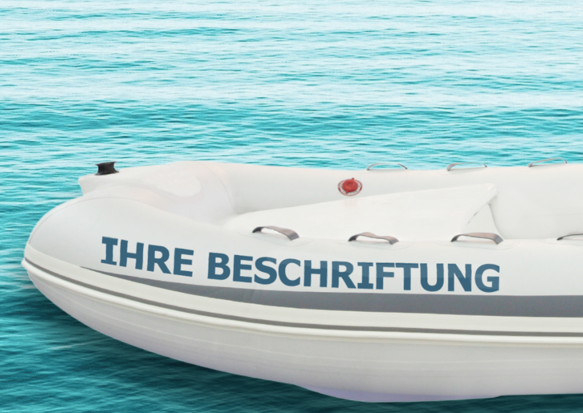 Bootskennzeichen 15 cm hoch| für Schlauchboot und Angelboot| personalisierte Bootsbeschriftung + Gratis Symbole | ein Produkt - beide Seiten des Bootes  (2 Schriftzüge)