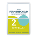 Wand-Firmenschild mit Alu-Rahmen und 2 Feldern  | silber eloxiert,  RAL-Farbton