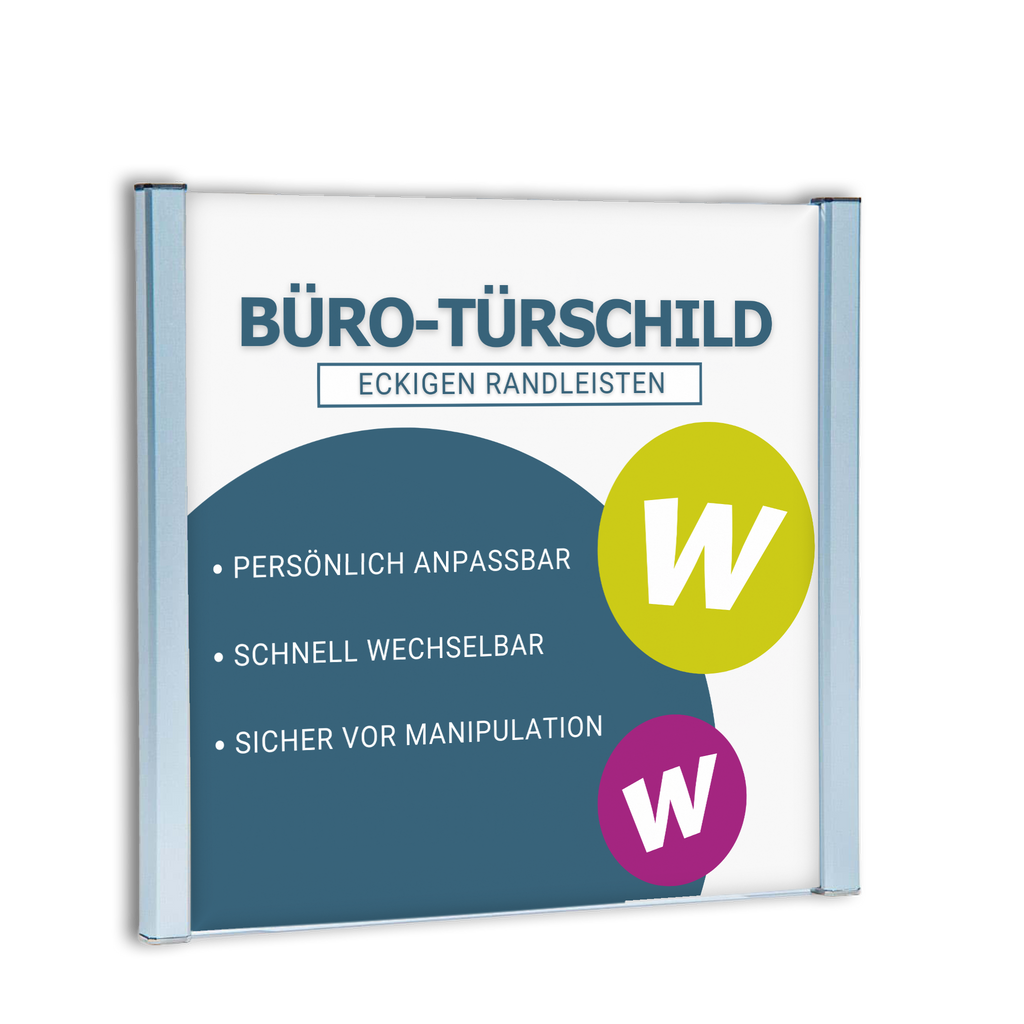 Türschild  mit eckigen Randleisten in silber