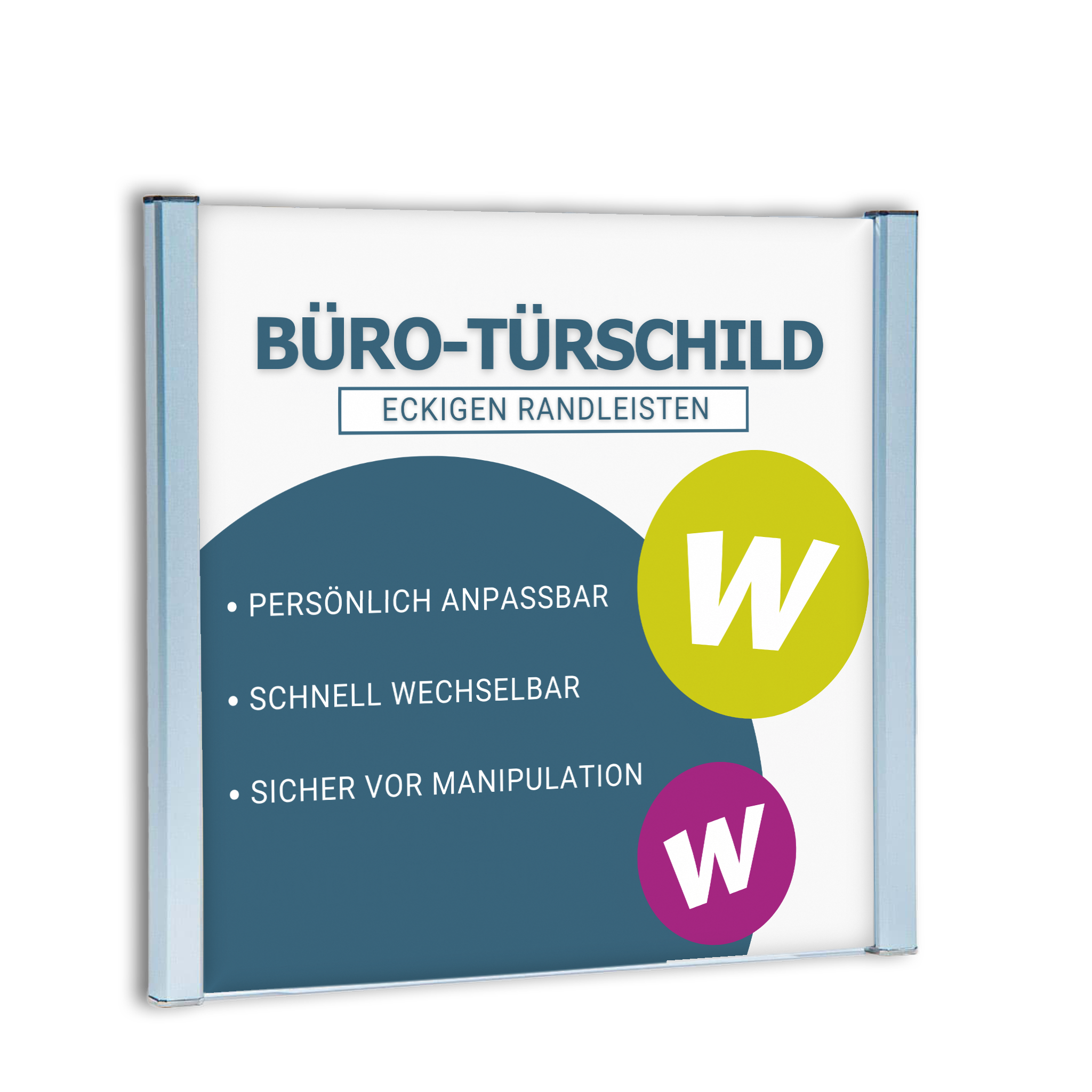 Türschild  mit eckigen Randleisten in silber