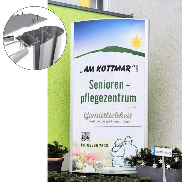 Pylon 1500 x 3000 mm gewölbt für Außenwerbung mit LED-Beleuchtung