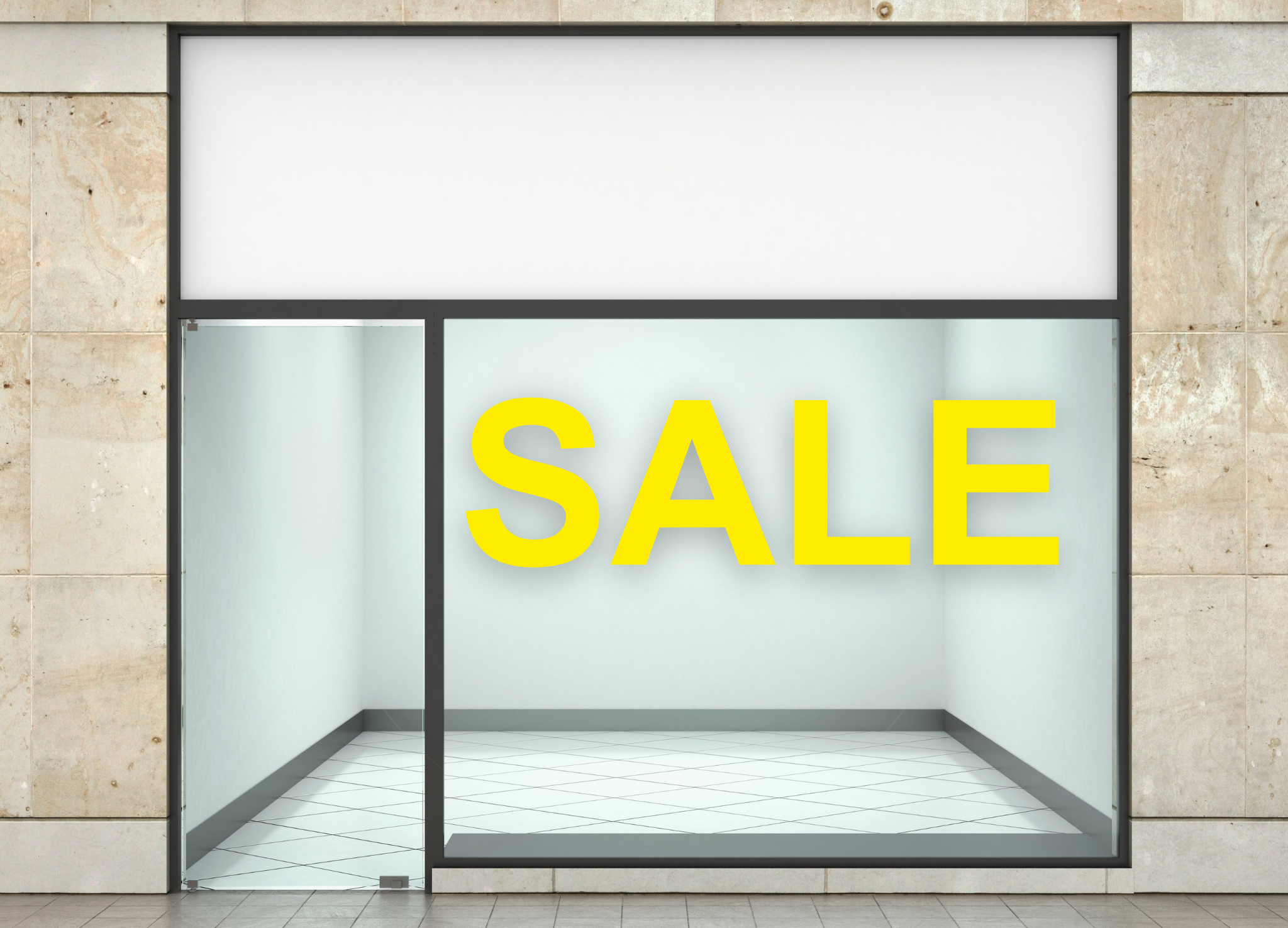 Aufkleber "SALE"- Klebebuchstaben fürs Schaufenster | 100cm x 30cm,  Farbe gelb - Bild 2