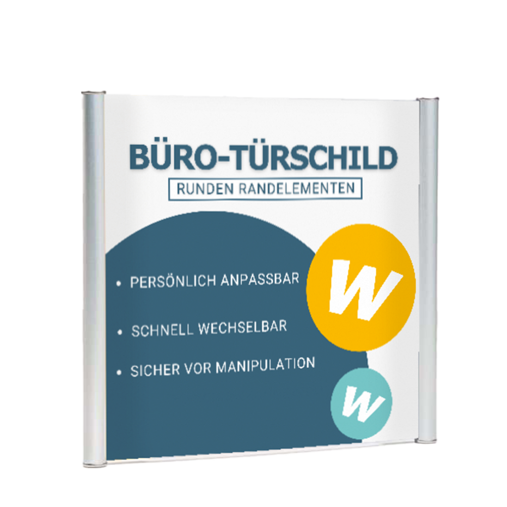 Türschild leicht gewölbt mit runden Randelementen in silber