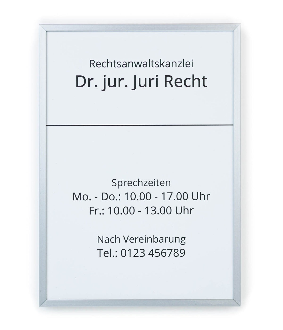 Wand-Firmenschild mit Alu-Rahmen und 2 Feldern  | silber eloxiert,  RAL-Farbton - Bild 11