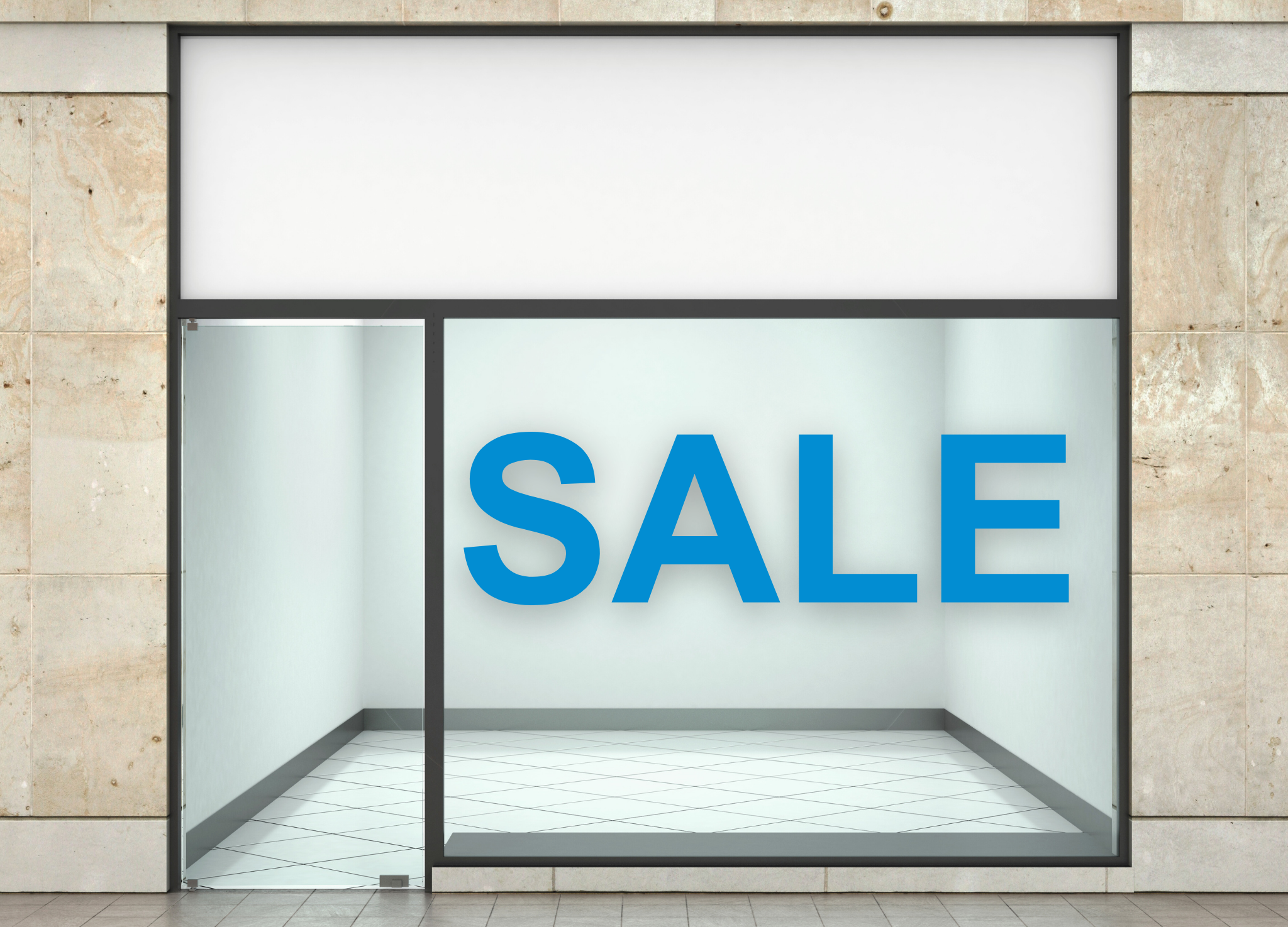 Aufkleber "SALE"- Klebebuchstaben fürs Schaufenster | 100cm x 30cm, Farbe blau - Bild 2