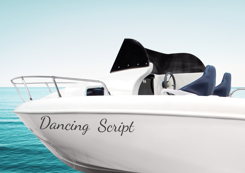 Bootsbeschriftung 10 cm hoch| für Festboote: Segelboot, Katamaran, Jacht, Sportboot | personalisierte Aufkleber + Gratis Symbole | ein Produkt - beide Seiten des Bootes  (2 Schriftzüge) - Bild 5