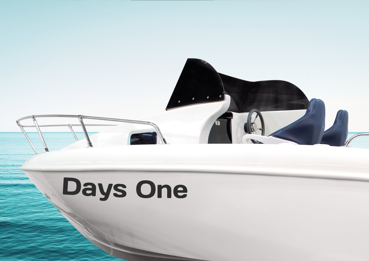 Bootsbeschriftung 10 cm hoch| für Festboote: Segelboot, Katamaran, Jacht, Sportboot | personalisierte Aufkleber + Gratis Symbole | ein Produkt - beide Seiten des Bootes  (2 Schriftzüge) - Bild 7