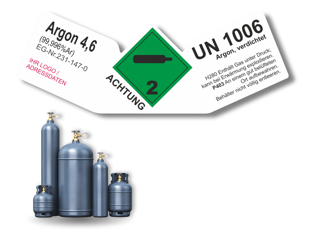 Argon 4.6 UN 1006 | Gefahrgut Kennzeichnung Aufkleber | ADR & DIN EN ISO | Personalisierung