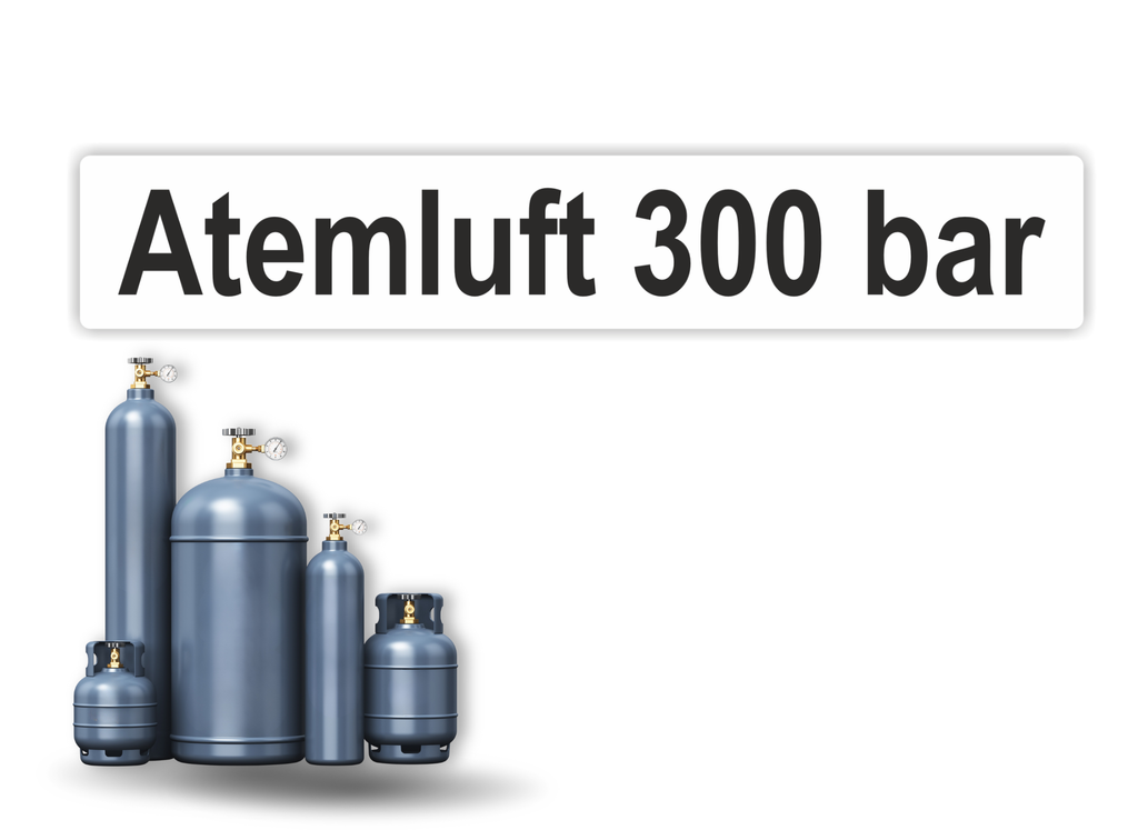 Atemluft 300 bar  | Gefahrgut Kennzeichnung Aufkleber | ADR & DIN