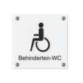 Behinderten Schild für WC | Design A |  15 x 15 cm  Glas | Weiß, Schwarz, Anthrazit | mit / ohne Abstandshaltern