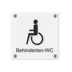 Behinderten Schild für WC | Design A |  15 x 15 cm  Glas | Weiß, Schwarz, Anthrazit | mit / ohne Abstandshaltern