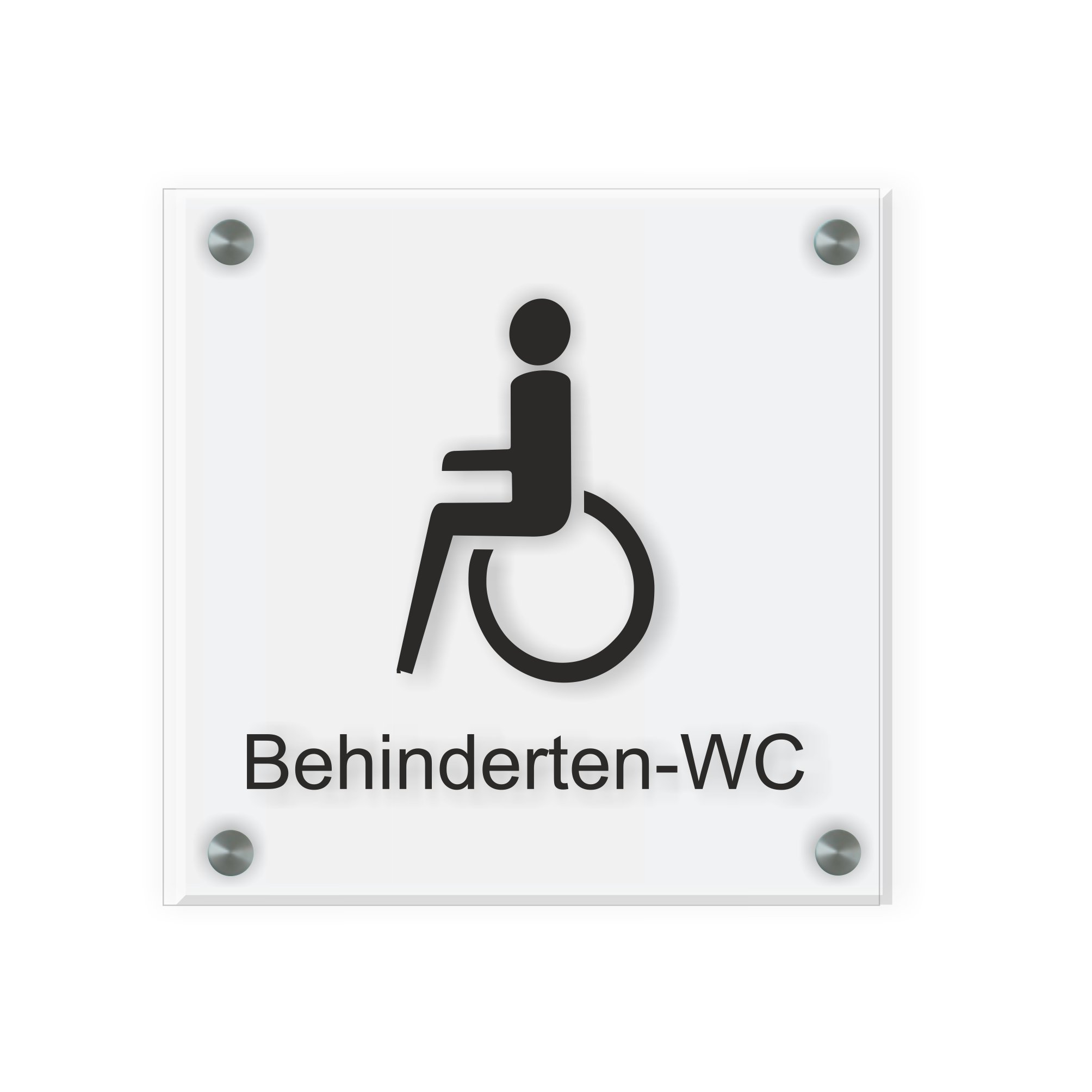 Behinderten Schild für WC | Design A |  15 x 15 cm  Glas | Weiß, Schwarz, Anthrazit | mit / ohne Abstandshaltern