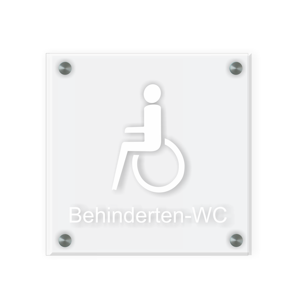 Behinderten Schild für WC | Design A |  15 x 15 cm  Glas | Weiß, Schwarz, Anthrazit | mit / ohne Abstandshaltern - Bild 3