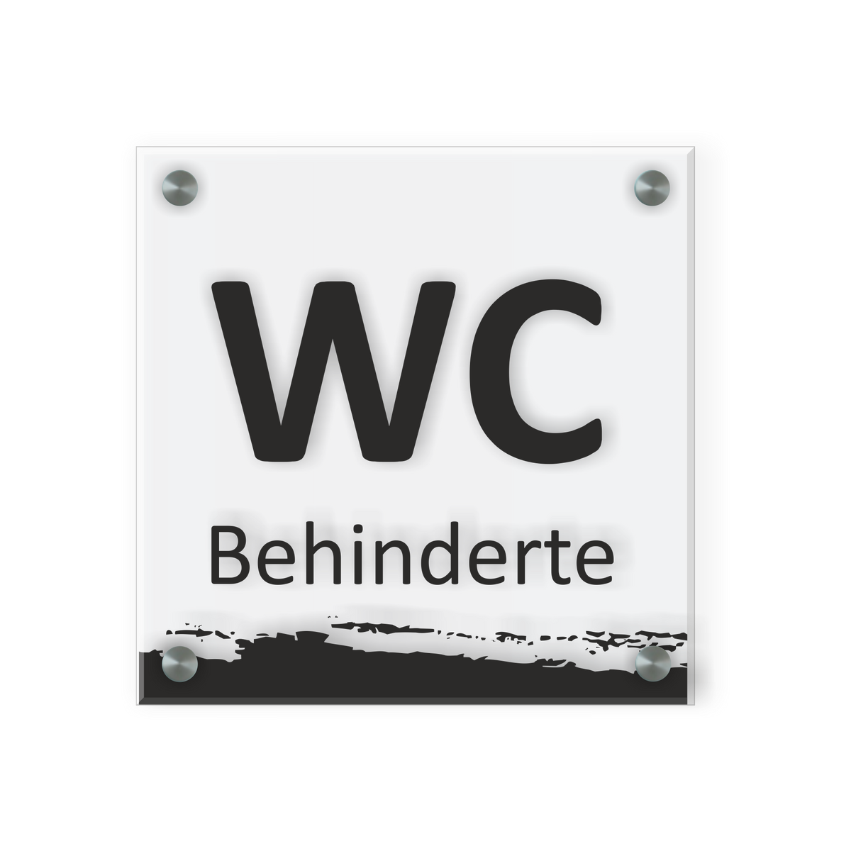 Behinderten Schild für WC | Design C |  15 x 15 cm  Glas | Weiß, Schwarz, Anthrazit | mit / ohne Abstandshaltern