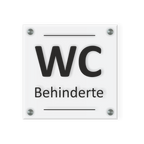 Behinderten Schild für WC | Design D |  15 x 15 cm  Glas | Weiß, Schwarz, Anthrazit | mit / ohne Abstandshaltern