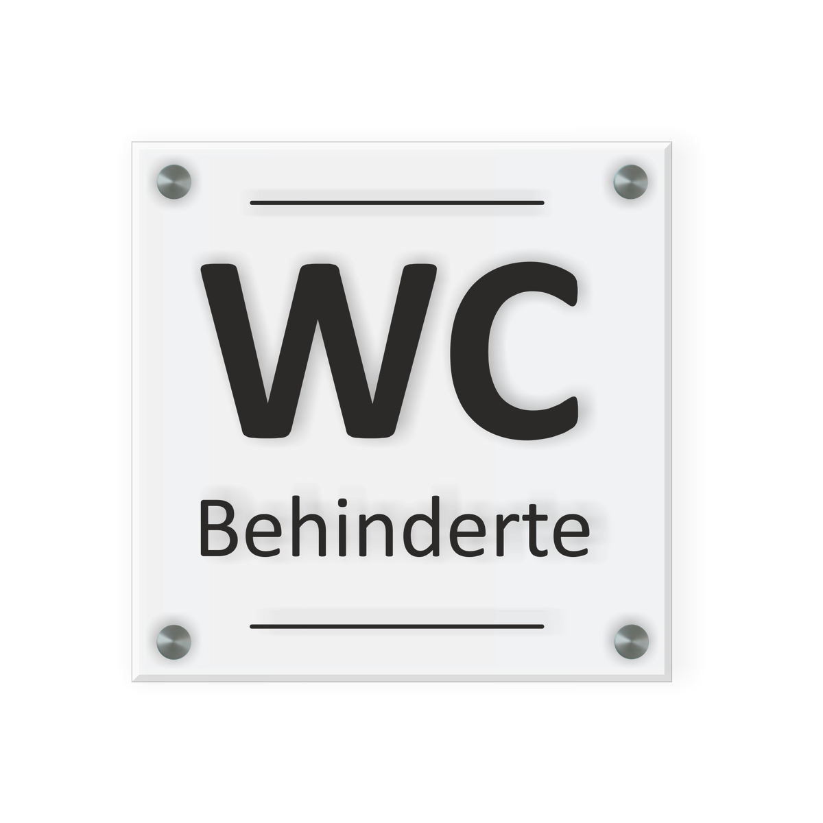 Behinderten Schild für WC | Design D |  15 x 15 cm  Glas | Weiß, Schwarz, Anthrazit | mit / ohne Abstandshaltern