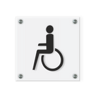 Behinderten Schild für WC | Design G |  15 x 15 cm  Glas | Weiß, Schwarz, Anthrazit | mit / ohne Abstandshaltern
