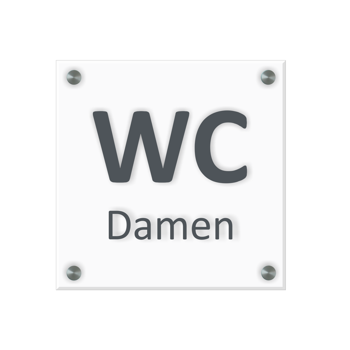 WC Schild Damen Design A | 15 cm x 15 cm Glas | Weiß, Schwarz, Anthrazit  | mit / ohne Abstandshaltern - Bild 2