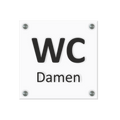 WC Schild Damen Design A | 15 cm x 15 cm Glas | Weiß, Schwarz, Anthrazit  | mit / ohne Abstandshaltern