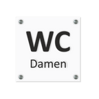 WC Schild Damen Design A | 15 cm x 15 cm Glas | Weiß, Schwarz, Anthrazit  | mit / ohne Abstandshaltern