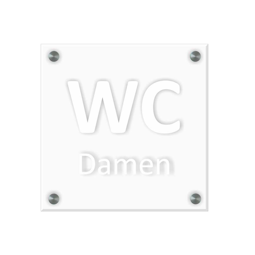 WC Schild Damen Design A | 15 cm x 15 cm Glas | Weiß, Schwarz, Anthrazit  | mit / ohne Abstandshaltern - Bild 3