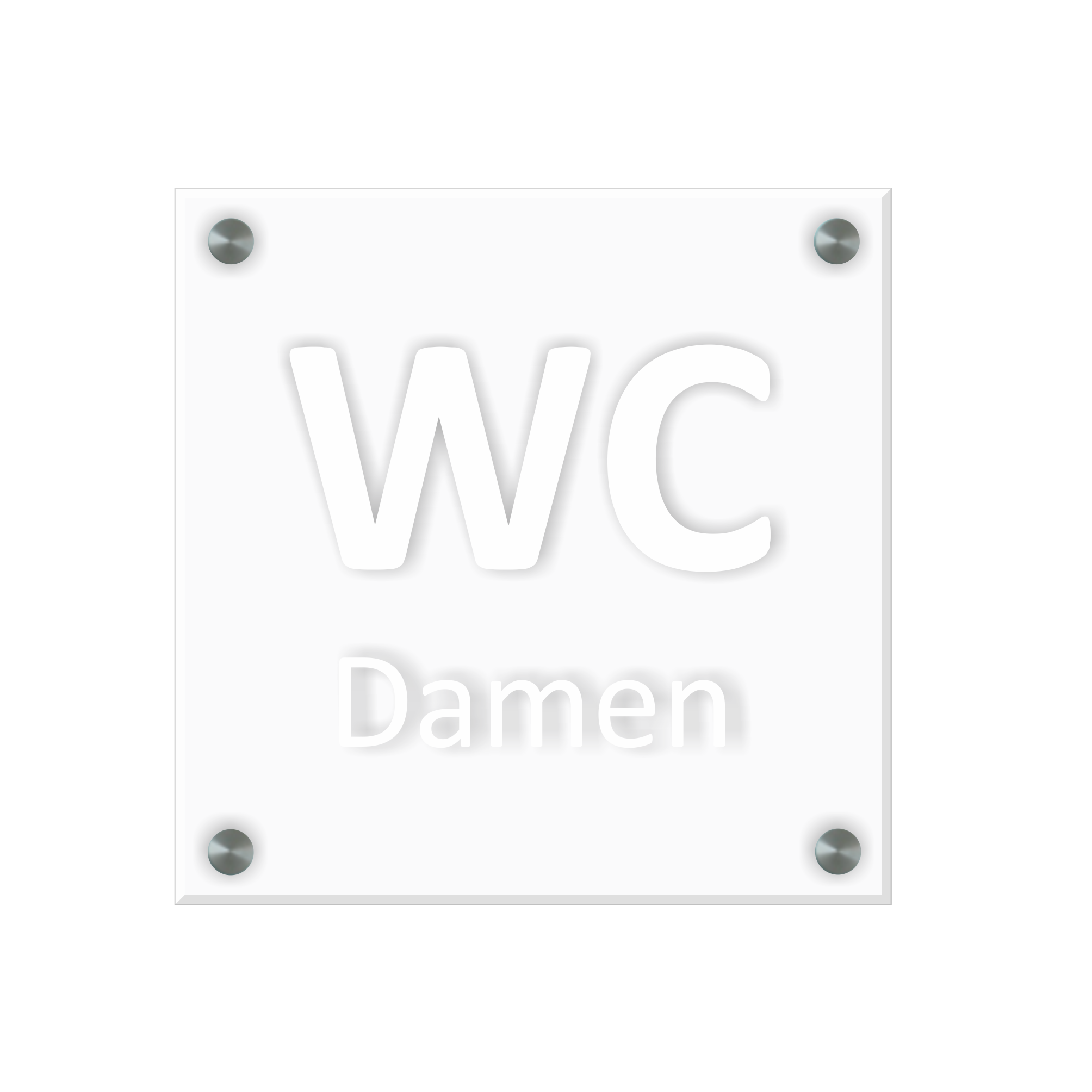 WC Schild Damen Design A | 15 cm x 15 cm Glas | Weiß, Schwarz, Anthrazit  | mit / ohne Abstandshaltern - Bild 3