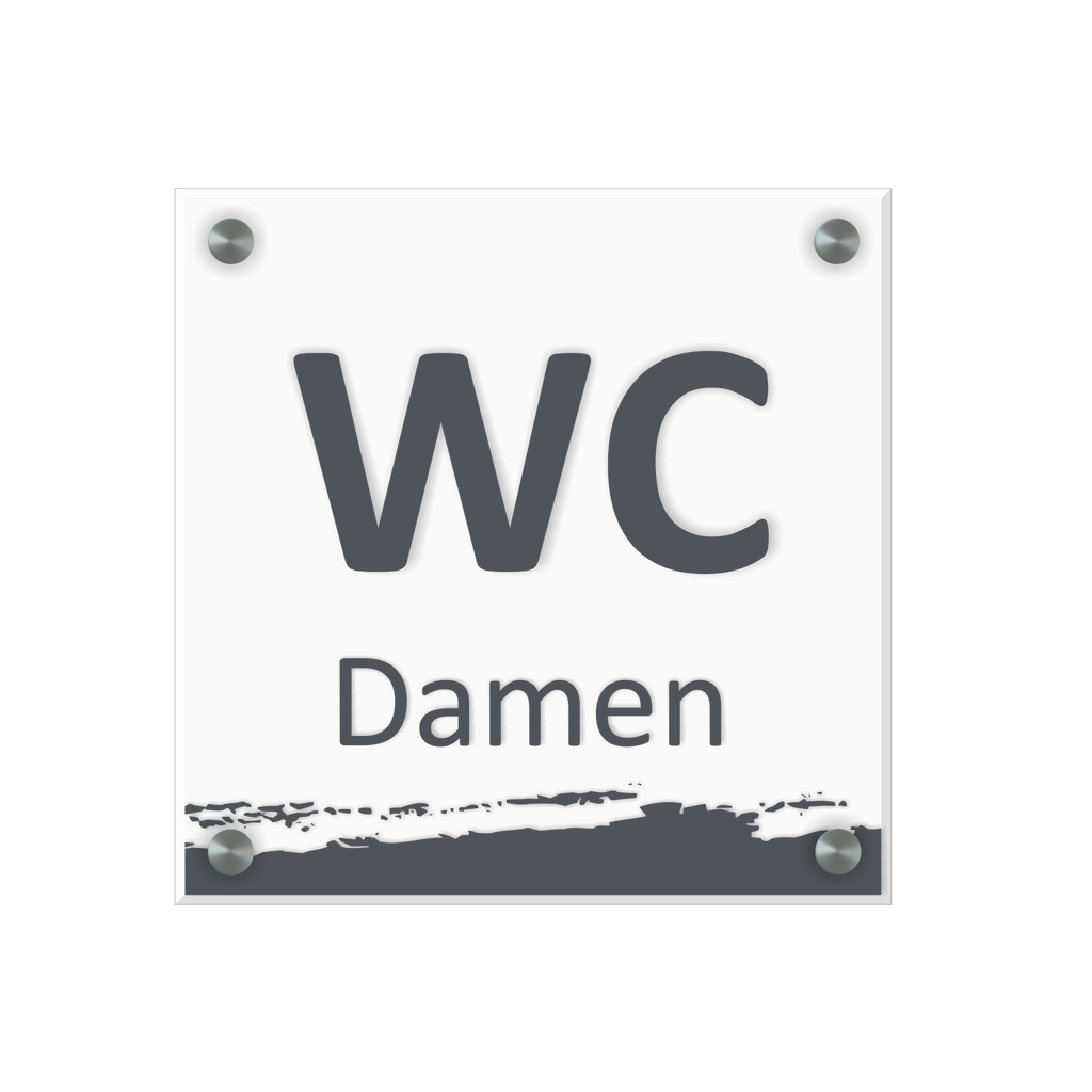 WC Schild Damen Design B | 15 cm x 15 cm Glas | Weiß, Schwarz, Anthrazit | mit / ohne Abstandshaltern - Bild 2