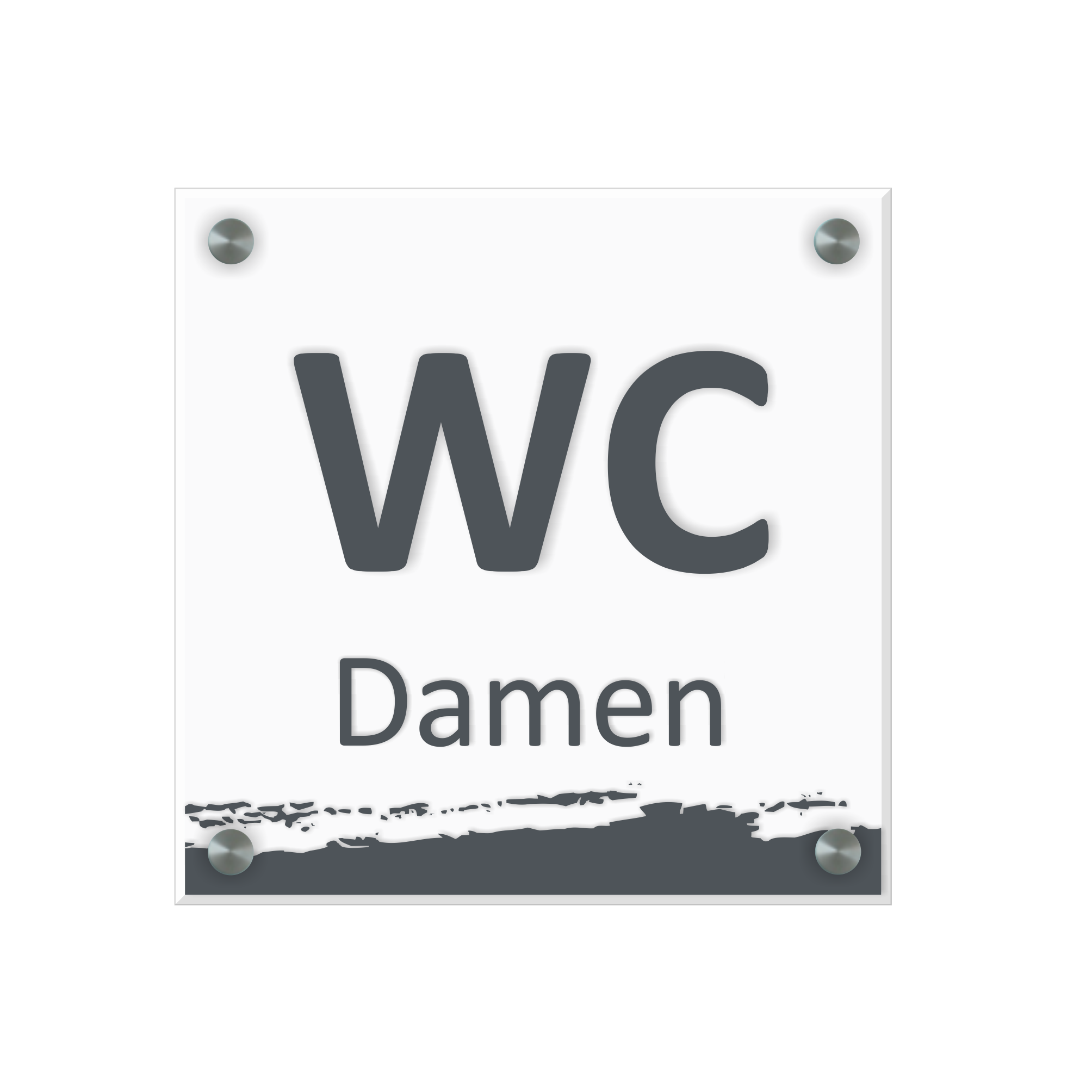 WC Schild Damen Design B | 15 cm x 15 cm Glas | Weiß, Schwarz, Anthrazit | mit / ohne Abstandshaltern - Bild 2