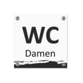 WC Schild Damen Design B | 15 cm x 15 cm Glas | Weiß, Schwarz, Anthrazit | mit / ohne Abstandshaltern