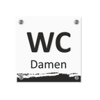 WC Schild Damen Design B | 15 cm x 15 cm Glas | Weiß, Schwarz, Anthrazit | mit / ohne Abstandshaltern