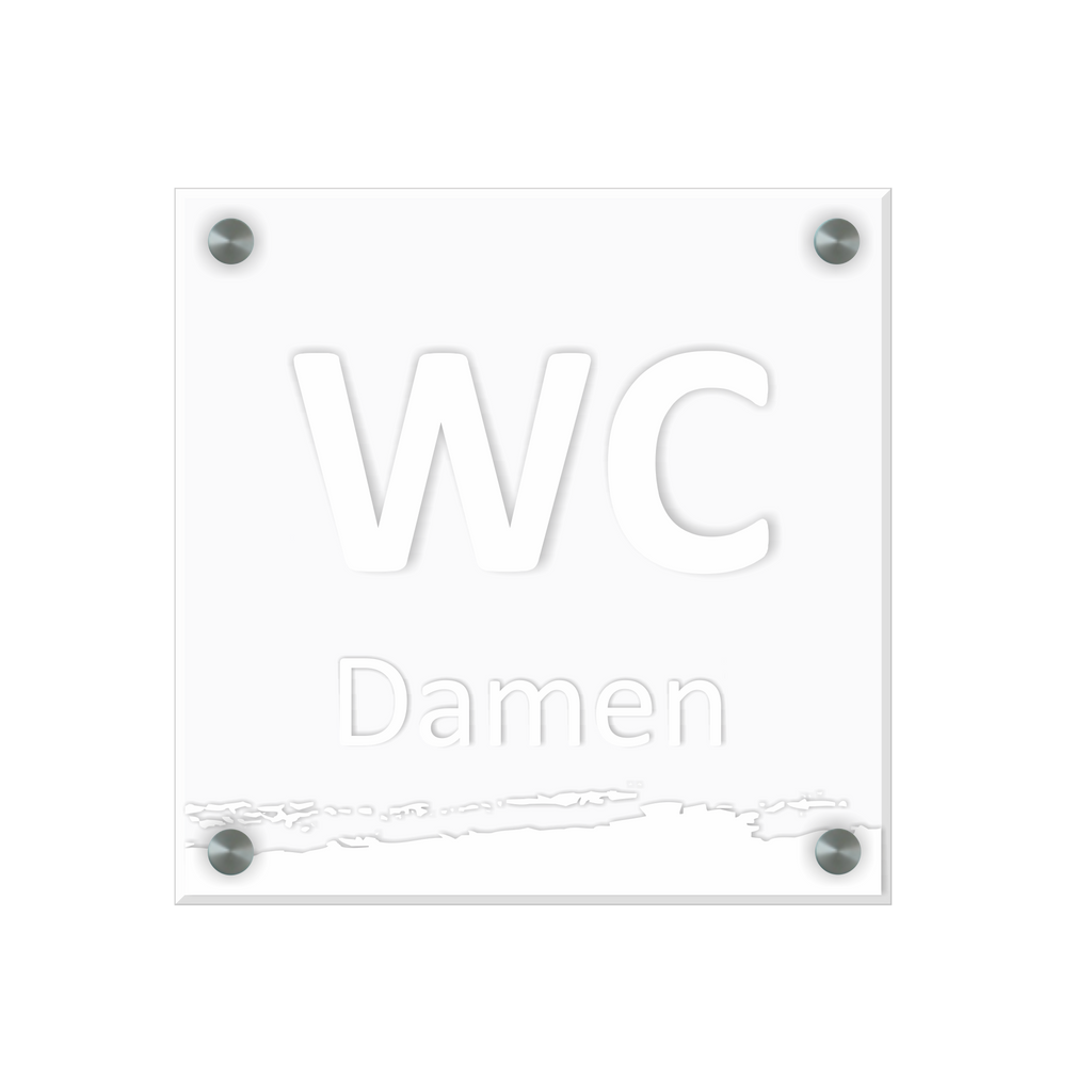 WC Schild Damen Design B | 15 cm x 15 cm Glas | Weiß, Schwarz, Anthrazit | mit / ohne Abstandshaltern - Bild 3