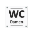 WC Schild Damen Design C | 15 cm x 15 cm Glas | Weiß, Schwarz, Anthrazit | mit / ohne Abstandshaltern
