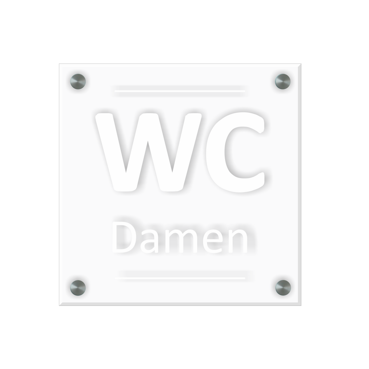 WC Schild Damen Design C | 15 cm x 15 cm Glas | Weiß, Schwarz, Anthrazit | mit / ohne Abstandshaltern - Bild 3