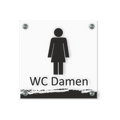 WC Schild Damen Design F | 15 cm x 15 cm Glas | Weiß, Schwarz, Anthrazit | mit / ohne Abstandshaltern