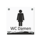 WC Schild Damen Design F | 15 cm x 15 cm Glas | Weiß, Schwarz, Anthrazit | mit / ohne Abstandshaltern