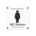 WC Schild Damen Design G | 15 cm x 15 cm Glas | Weiß, Schwarz, Anthrazit | mit / ohne Abstandshaltern